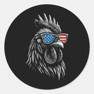 Kip Usa Vlag Zonnebril Haan 4 Juli Ronde Sticker