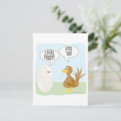 Kip versus Eierschoen! Briefkaart (Staand voorkant)