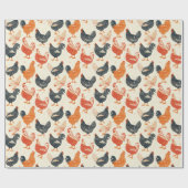 Kip Vintage Patroon Cadeaupapier (Vlak)