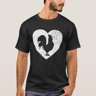 Kip Vintage Witte Hart Dierenliefhebber Valentijn T-shirt