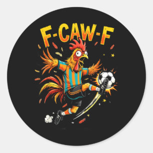 Kip Voetbal Grappig Haan Trap Ontwerp Ronde Sticker