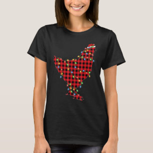 Kip Vogel Kerstlichten Rood Buffalo Plaid Kip T-shirt