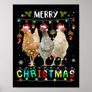 Kip Vrolijk Kerstmis Familie Matching Kippen P Poster