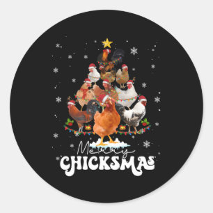 Kip Vrolijke Kerstmis Kerstman Ronde Sticker