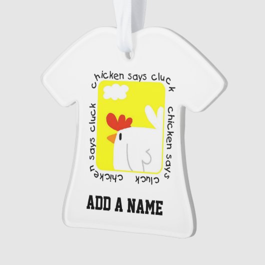Kip zegt Cluck Ornament (voorkant)