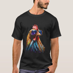 Kip Zonnebril Hen Kleurrijke Grappige Dierenprint T-shirt