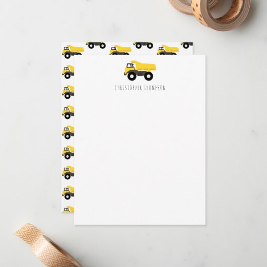 Kipkar Constructie Trucks Kinderen Notitiekaartje (Voorkant / Achterkant in situ)