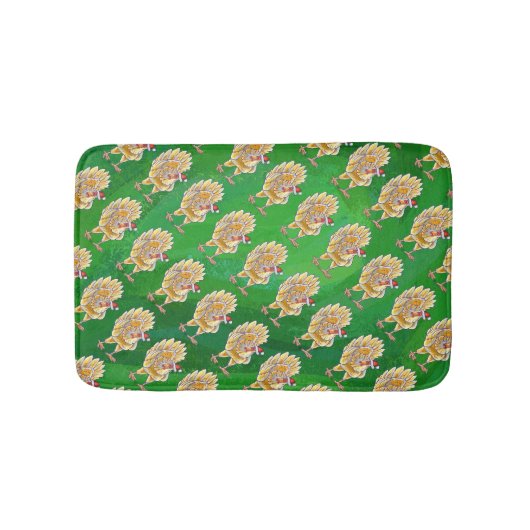 Kipkerst op groen badmat (Voorkant)