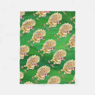 Kipkerst op groen fleece deken