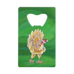 Kipkerst op groen kredietkaart flessenopener