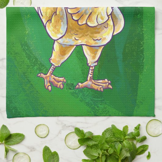 Kipkerst op groen theedoek (Gevouwen)