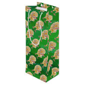 Kipkerst op groen wijn cadeautas (Achterkant Gekanteld)