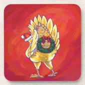 Kipkerst op rood drankjes onderzetter (Voorkant)