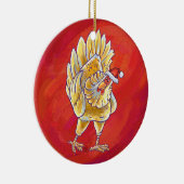 Kipkerst op rood keramisch ornament (Rechts)