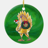 Kipkerst op rood keramisch ornament (Achterkant)