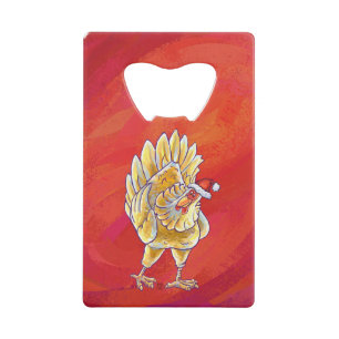 Kipkerst op rood kredietkaart flessenopener