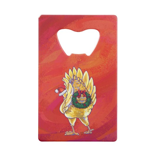Kipkerst op rood kredietkaart flessenopener (Achterkant)