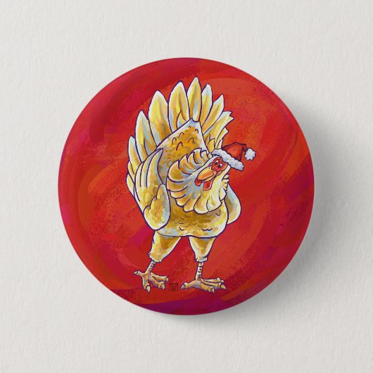 Kipkerst op rood ronde button 5,7 cm (Voorkant)