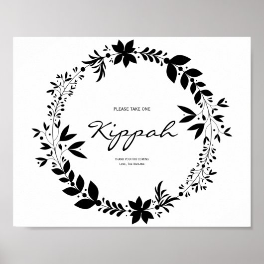 Kippah Sign,  Kippot Wedding Sign Poster (Voorkant)