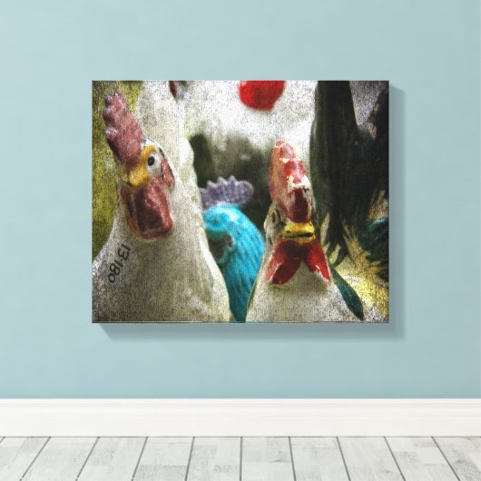  kippen canvas afdruk (Insitu (Houten vloer))