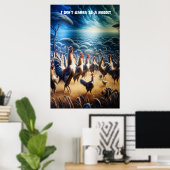 Kippen dansen door de velden poster (Thuiskantoor)