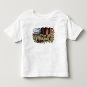 Kippen die op het terrein werken bij het kippenhok kinder shirts