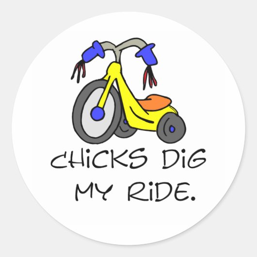 Kippen dig Mijn Ride T-shirts en cadeautjes. Ronde Sticker (Voorkant)