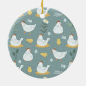 Kippen dromen in de Coop in Blauwgroen Keramisch Ornament (Achterkant)