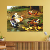 Kippen, eenden en slangen op het Boerderij Canvas Afdruk (Insitu (Woonkamer))