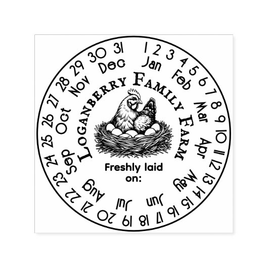 Kippen eeuwigdurende kalender versheid datum #3i  zelfinktende stempel (Design)