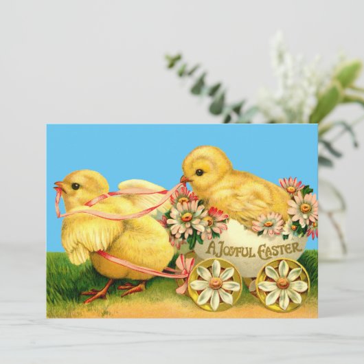  kippen en bloemen Pasen Feestdagenkaart (Staand voorkant)