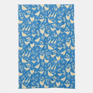 Kippen en eenden in Classic Blue Kitchen Towel Theedoek