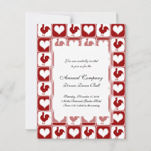 Kippen en harten Rooster Pattern Kaart