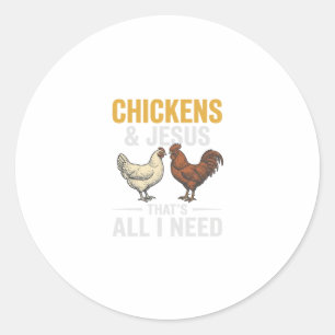 Kippen En Jezus Vintage Farm Geloof T-shirt_1 Ronde Sticker