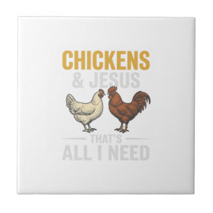 Kippen En Jezus Vintage Farm Geloof T-shirt_1 Tegeltje
