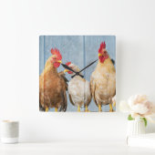 Kippen en kippen vierkante klok (Huis)