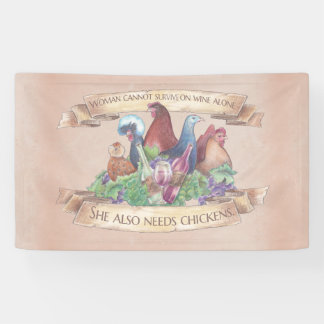 Kippen en wijn spandoek
