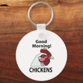 Kippen Goedemorgen grappige kip Sleutelhanger (Achterkant)
