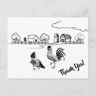 Kippen Haan en Hen Charmante Landelijke Boerderij Briefkaart