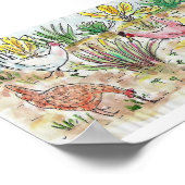 Kippen in de baard poster (Hoek)