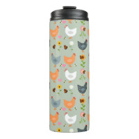 Kippen in de Bloemen Thermal Tumbler