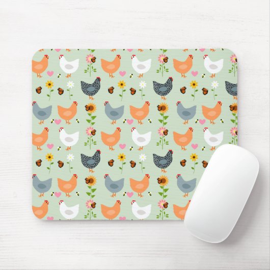 Kippen in de Groene Muismat van de Bloemen (Met muis)