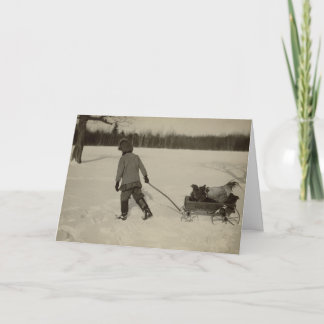 Kippen in de Kaart van de Vakantie van de Sneeuw