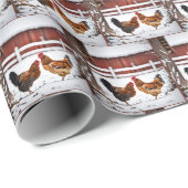Kippen in de sneeuw cadeaupapier (Rol Hoek)