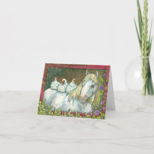 KIPPEN IN DE STAL, HORSE NOTE KAART Blank