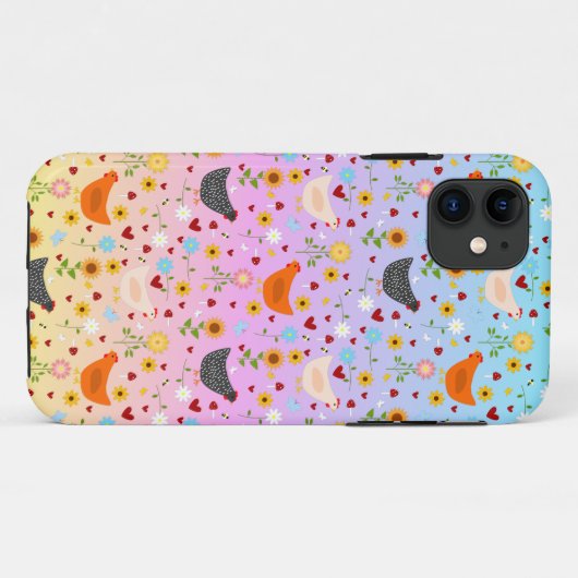 Kippen in de tuin bij zonsondergang Case-Mate iPhone case (Achterkant (horizontaal))