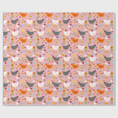 Kippen in de Vloertuinroze Cadeaupapier (Vlak)