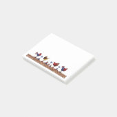 Kippen in een rij post-it® notes (Schuin)