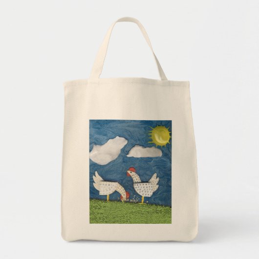 Kippen in het afbeelding Yard - diorama Tote Bag (Voorkant)