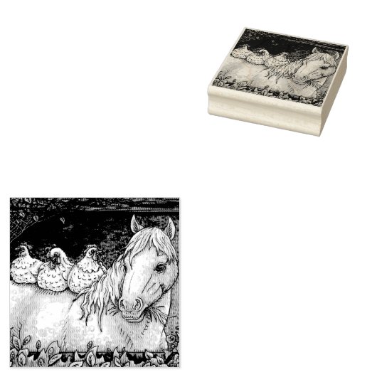 KIPPEN IN HET STABIEL, HORSRUBBERSTEMP 	RUBBERSTEMPEL (Gestempeld)